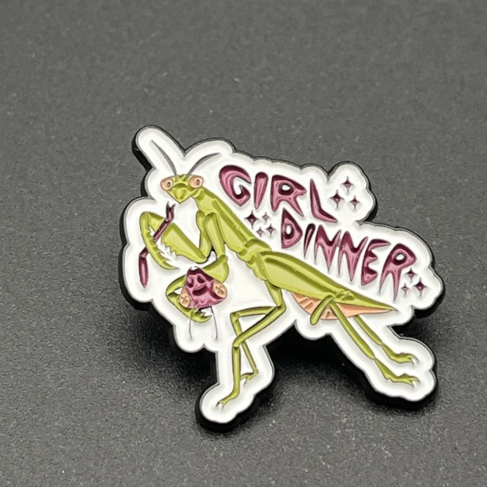 Girl Dinner Praying Mantis Funny Novelty Lapel Hat Pin